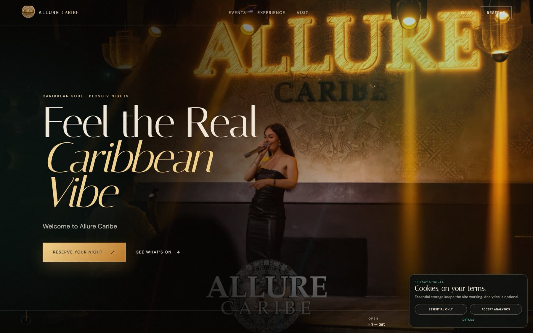 Allure Caribe website, home page