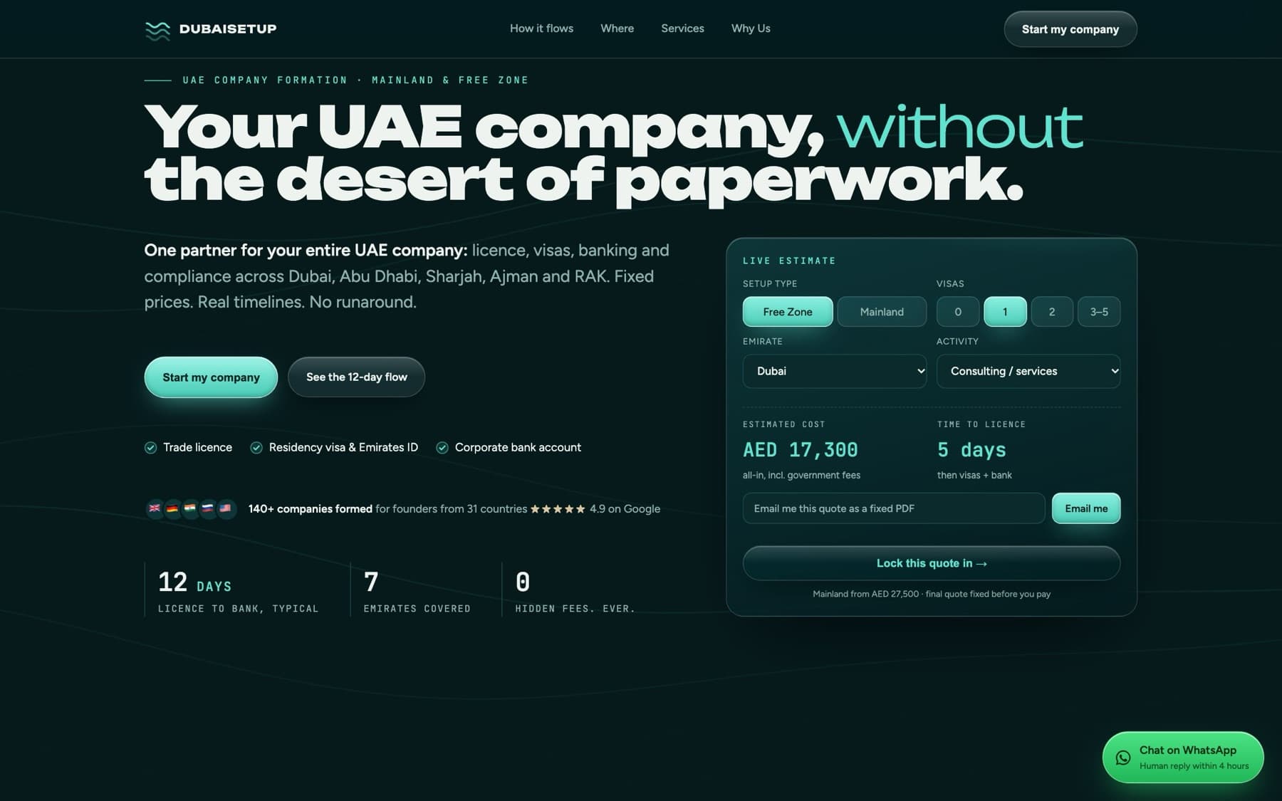 DubaiSetup website, home page